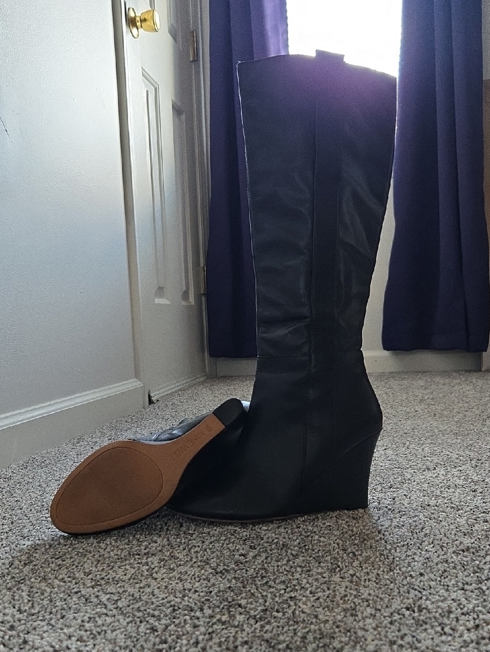 Nine West Black Over-the-Knee Wedge Boots